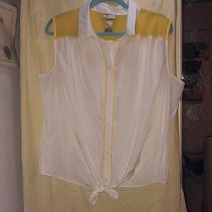 Miss Tina Yellow and White Tied Knot Shirt